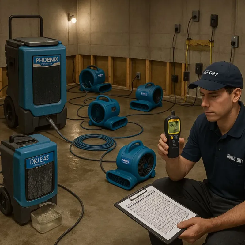 Structural Drying and Dehumidification process in College Park, MD